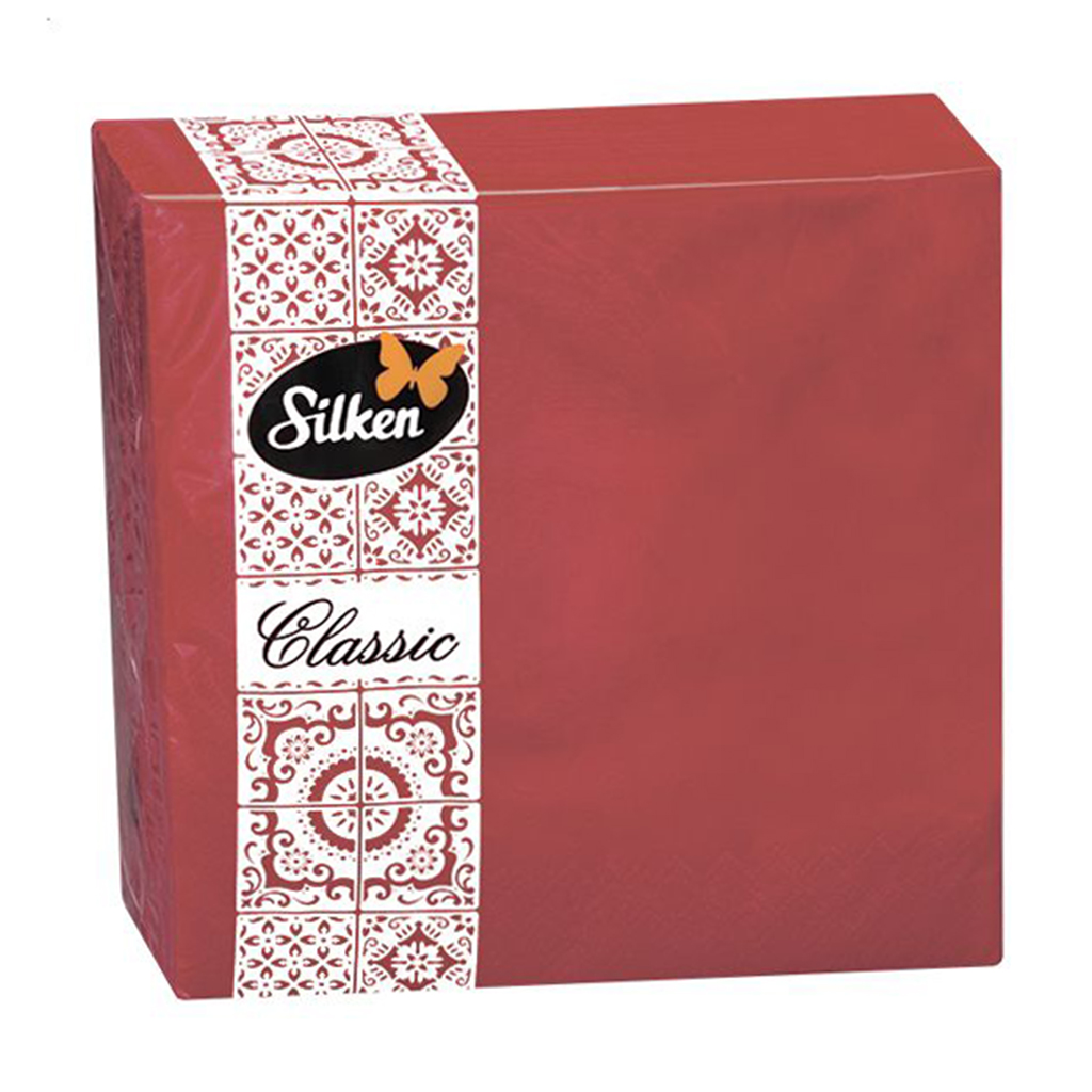 Паперові серветки Silken Червоні, 2-шарові, 33*33 см, 50 шт